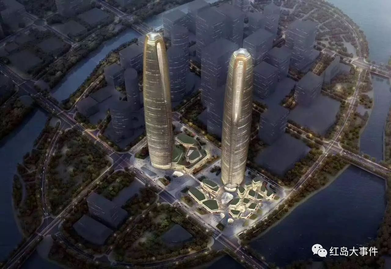 红岛将建青岛第一高楼?390米双子塔超海天中心