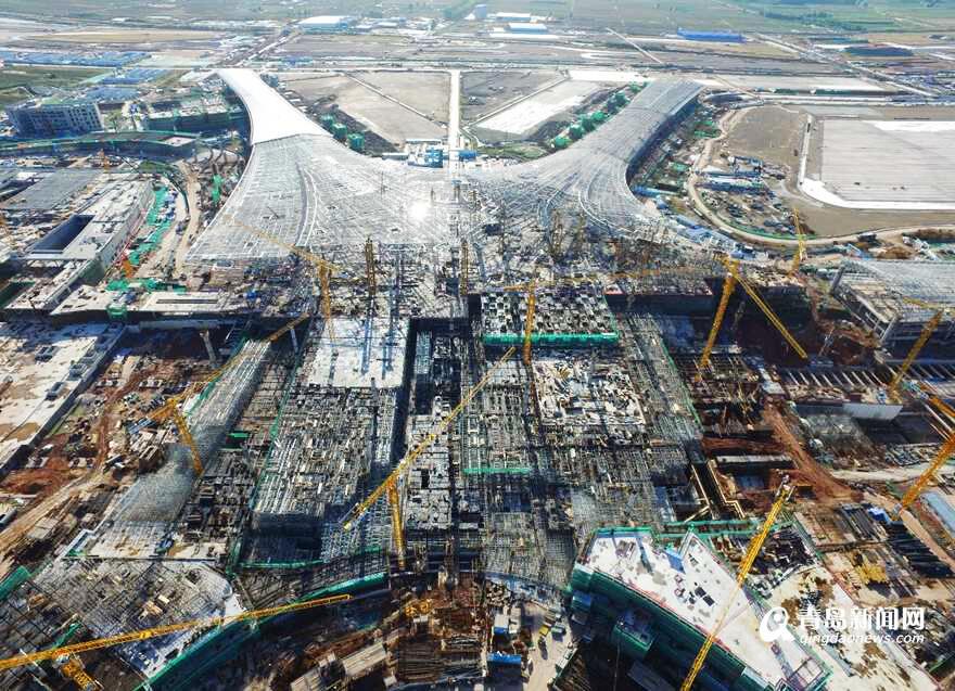 青岛新机场最新航拍照：“海星”现雏形